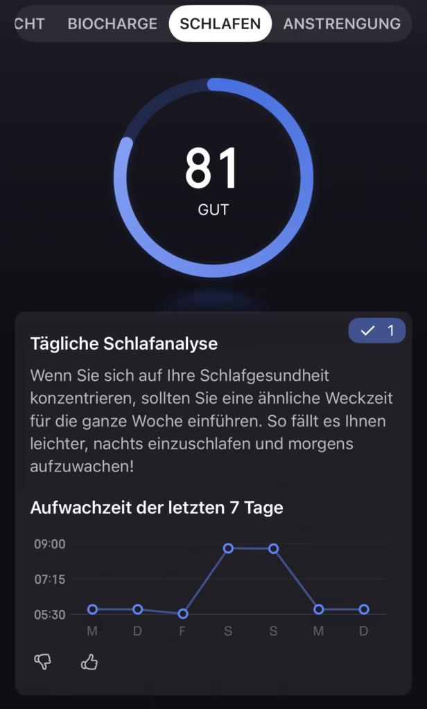 Amazfit Helio Strap Tägliche Schlafanalyse