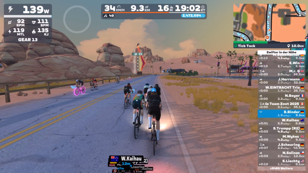 Zwift Rollentrainer Free Ride in der Wüste
