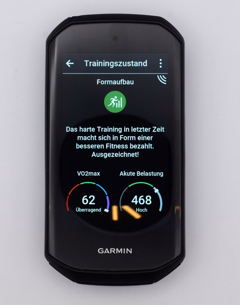Garmin Edge 1050 Trainingszustand, Formaufbau Vo2Max und die Akute Belastung