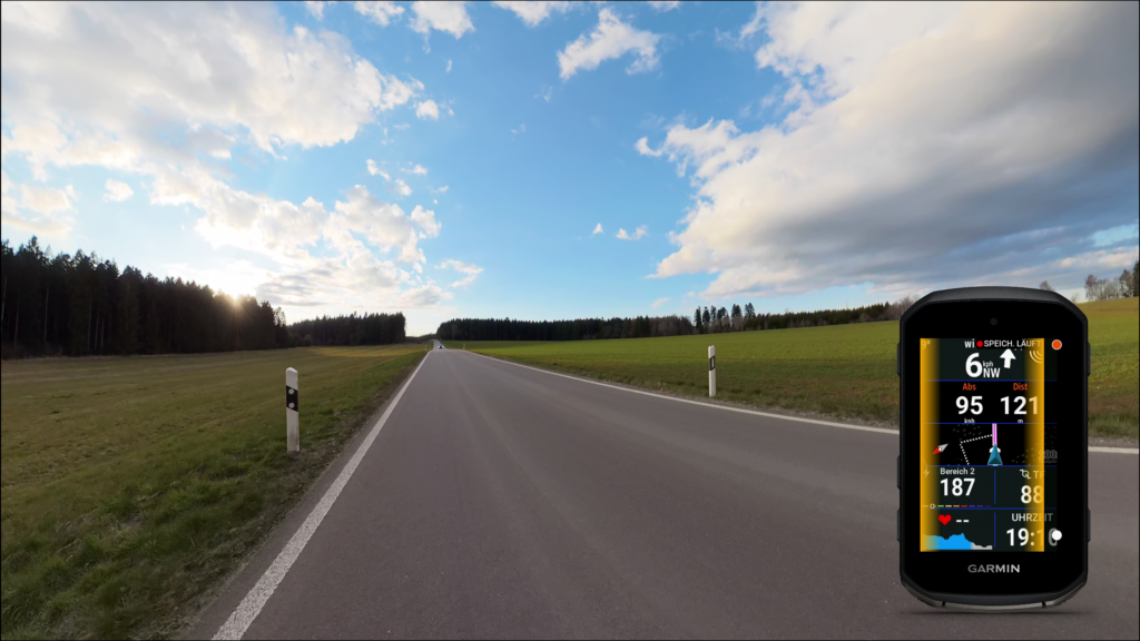 Garmin VariaRCT716 Radarwarnung auf einer Landstraße