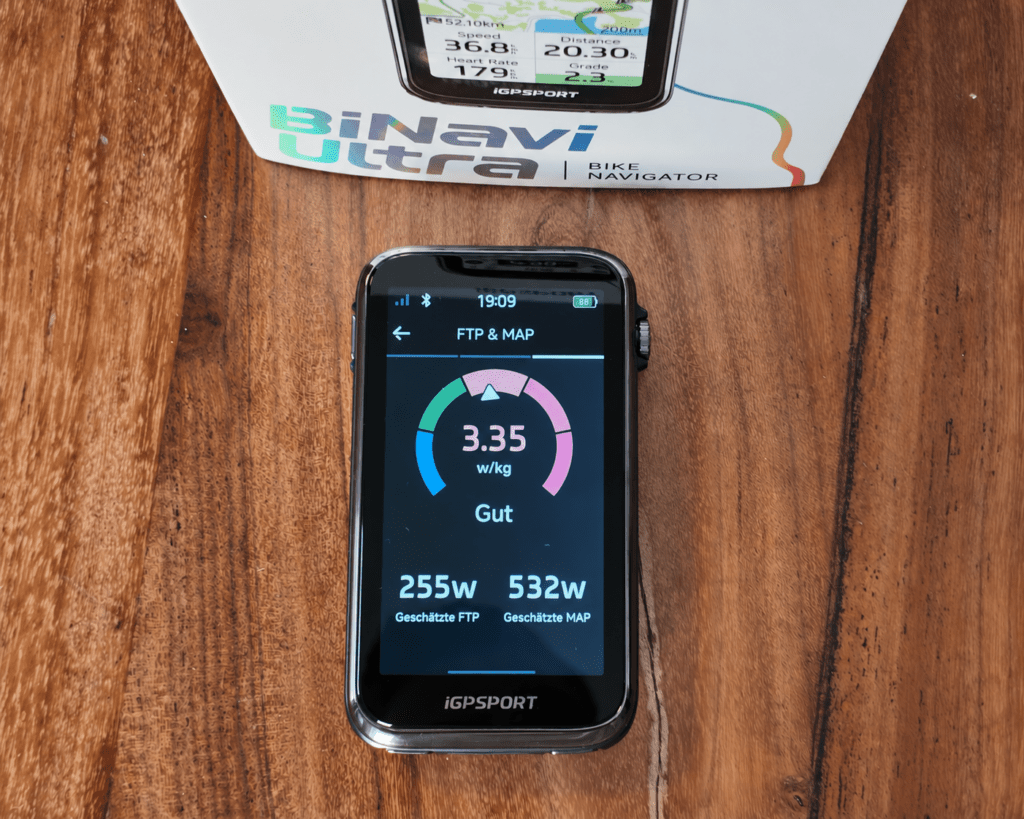 iGPSPORT BiNavi Ultra: FTP-Schätzung Anzeige des geschätzten FTP-Werts auf dem iGPSPORT BiNavi Ultra