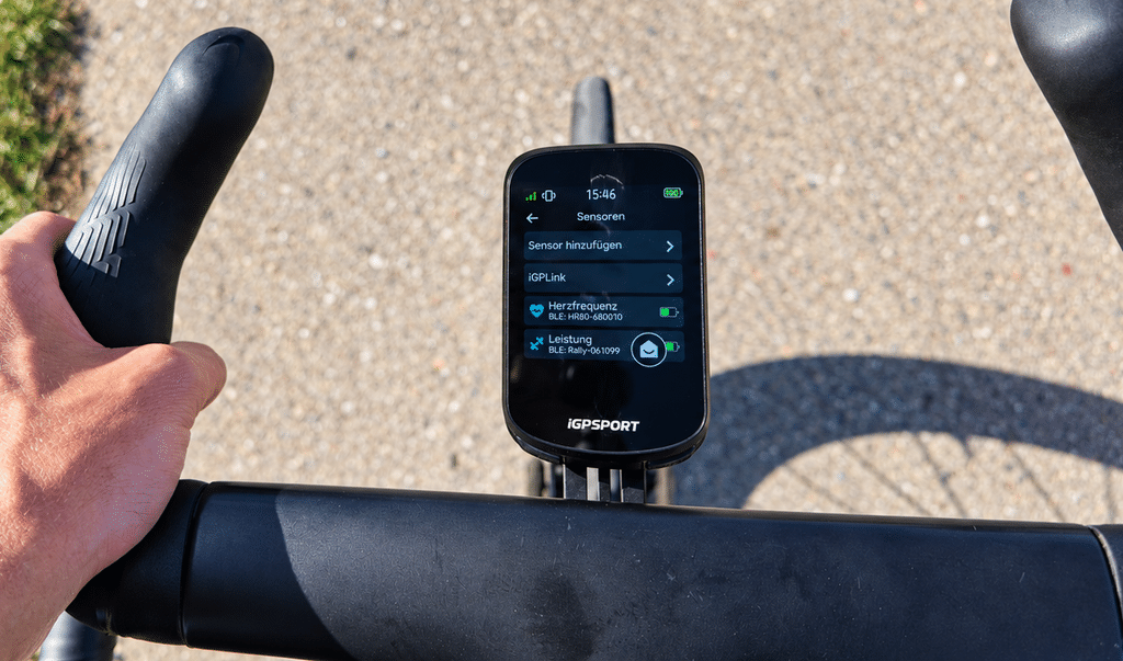 Sensorenmenü des iGPSPORT BSC200 Pro mit gekoppelten Geräten